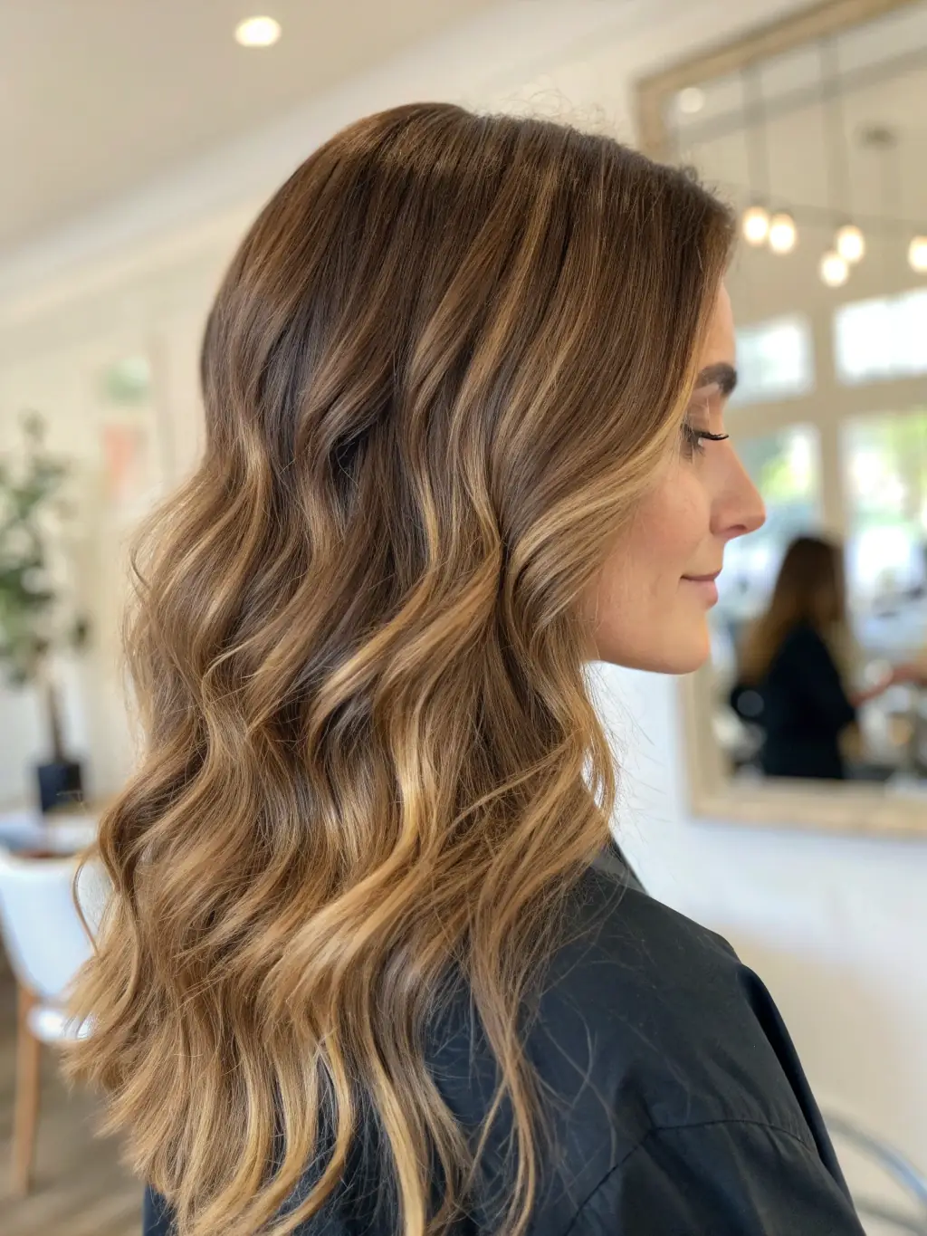 A close-up shot of a client's hair after a vibrant balayage treatment, showcasing the blend of colors and healthy shine, in the context of Amy Clare Hair's color treatments.